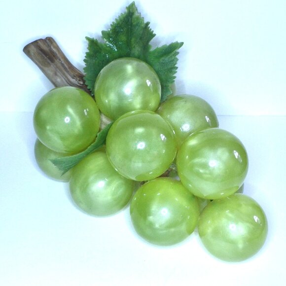 Decorative Green Grapes On Wood Vine Glass MCM Kitchen Dining Decor - Picture 1 of 7